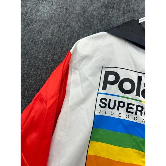 Polaroid Windbreaker Jacket Men Medium Multicolor Supercolor Hooded Drawcord Hem - Picture 8 of 16